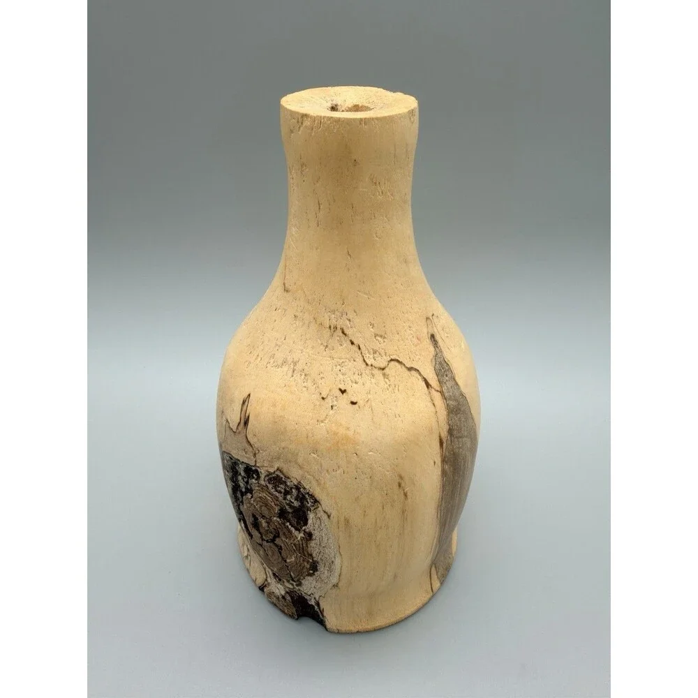 Hand Turned Dogwood Wood Flower Jug Bud Vase Signed Bryan Montgomery 7.5